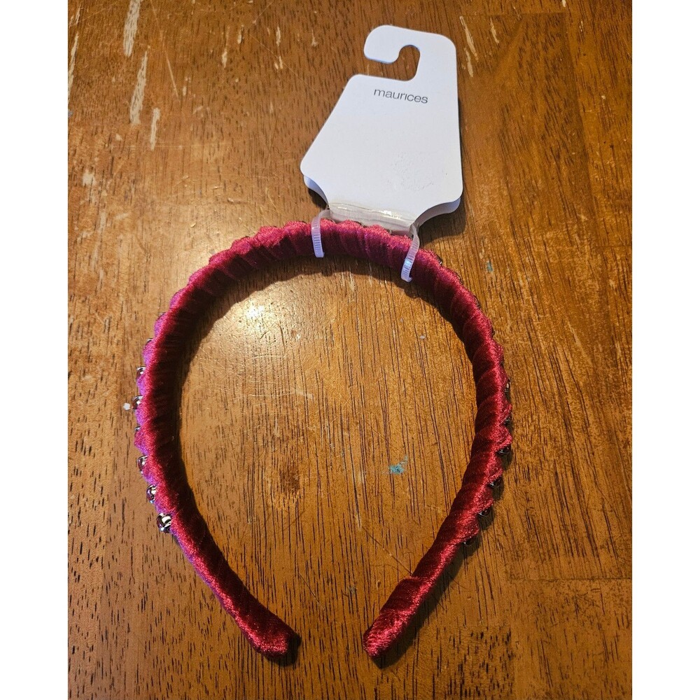 Maurices Red Pink Velvet Rhinestone Headband Kids